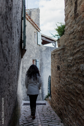 Rearview woman walking 