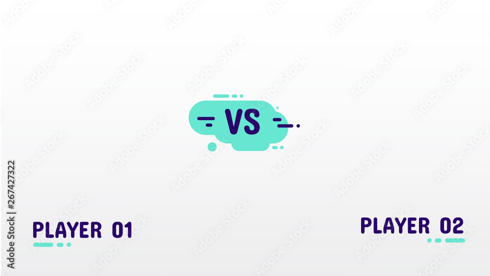 Versus screen design. Flat style design. Video game.Simple form. Player ...