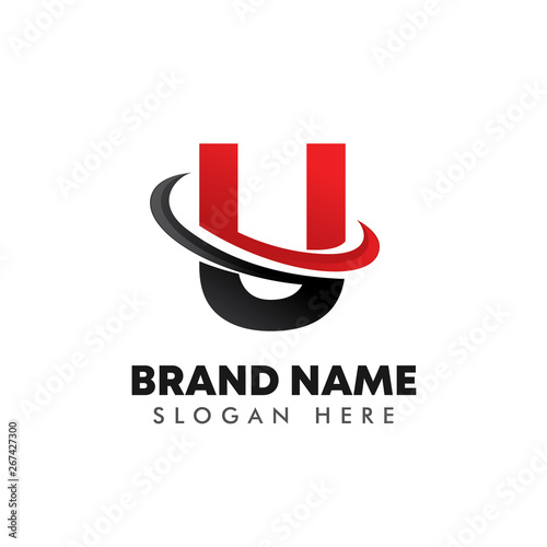 letter U logo symbol with swoosh design