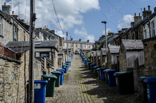 rubbish bins near terraced houses in England