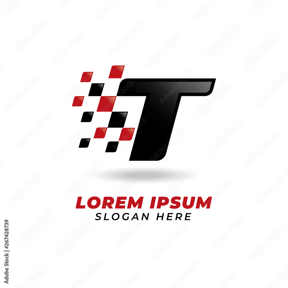 Letter T with Race flag icon symbol design Letter T with Race flag icon symbol design
