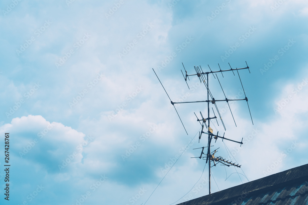 televisions antennas with sunset cloudy sky background televisions antennas with sunset cloudy sky background
