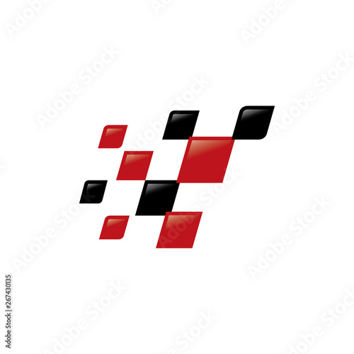 modern checkered flag logo template. Race flag vector icon symbol