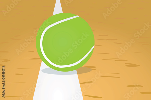 Tennis  ball on line. vector illustration