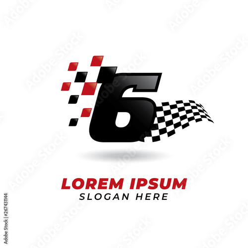 Number six 6 racing icon symbol design. racing number logo design