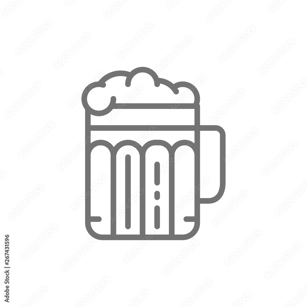 Pint of beer, alcohol, glass with drink line icon. Pint of beer, alcohol, glass with drink line icon.