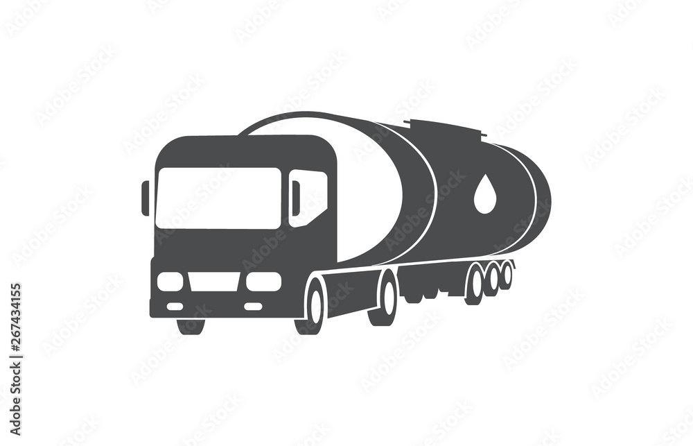 Oil truck, cargo, delivery service symbol.
