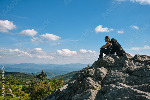 Hiker at Grayson Highlands State Park in Jefferson National Forest in Virginia  photo