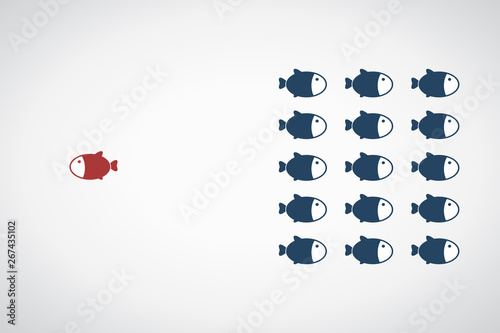 Think differently - Being different, standing out from the crowd -The graphic of fish also represents the concept of individuality , confidence, uniqueness, innovation, creativity.