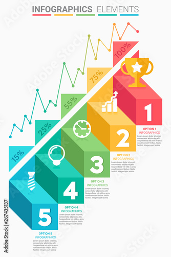 INFOGRAPHICS Business Staircase element design the number