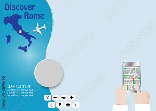 Discover Rome tourism tempate concept vector