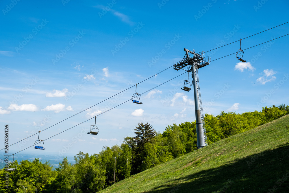 Emtpy chairlift in ski resort in summer
