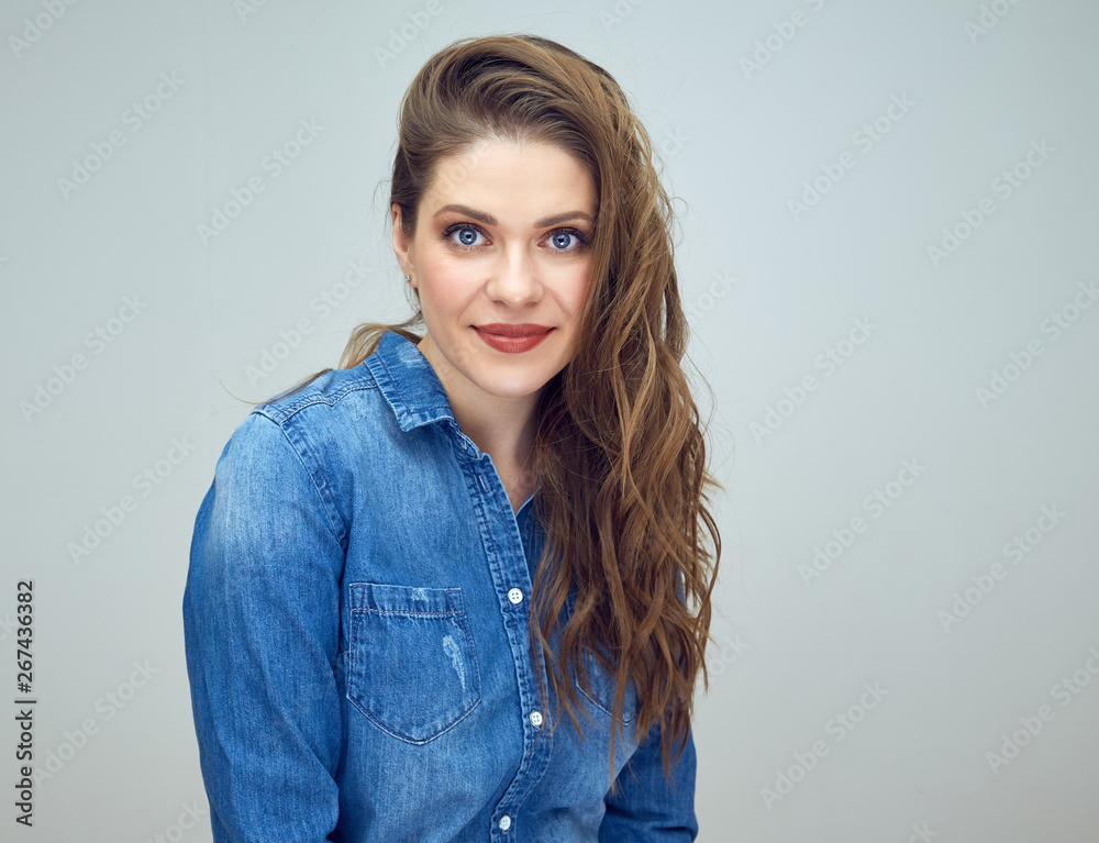 portrait of smiling beautiful woman with curly long hair. portrait of smiling beautiful woman with curly long hair.