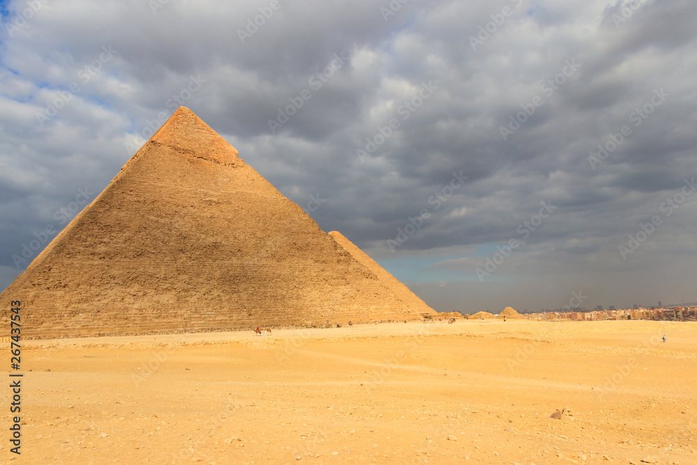 Giza pyramid complex on the Giza Plateau, on the outskirts of Cairo, Egypt Giza pyramid complex on the Giza Plateau, on the outskirts of Cairo, Egypt