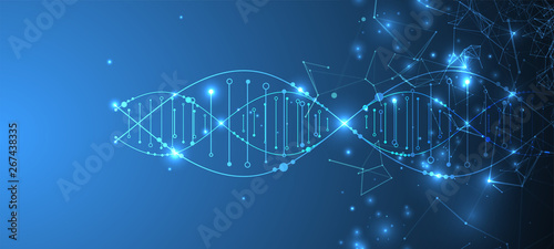 Science template, wallpaper or banner with a DNA molecules. Vector illustration