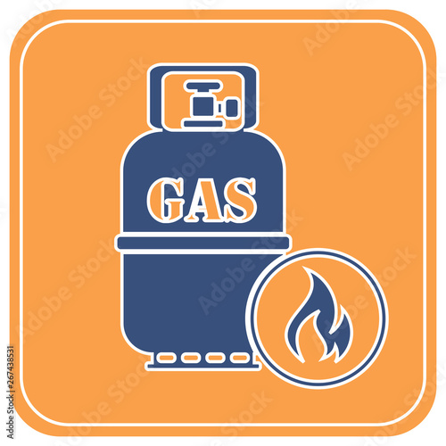 Camping stove with gas bottle icon vector