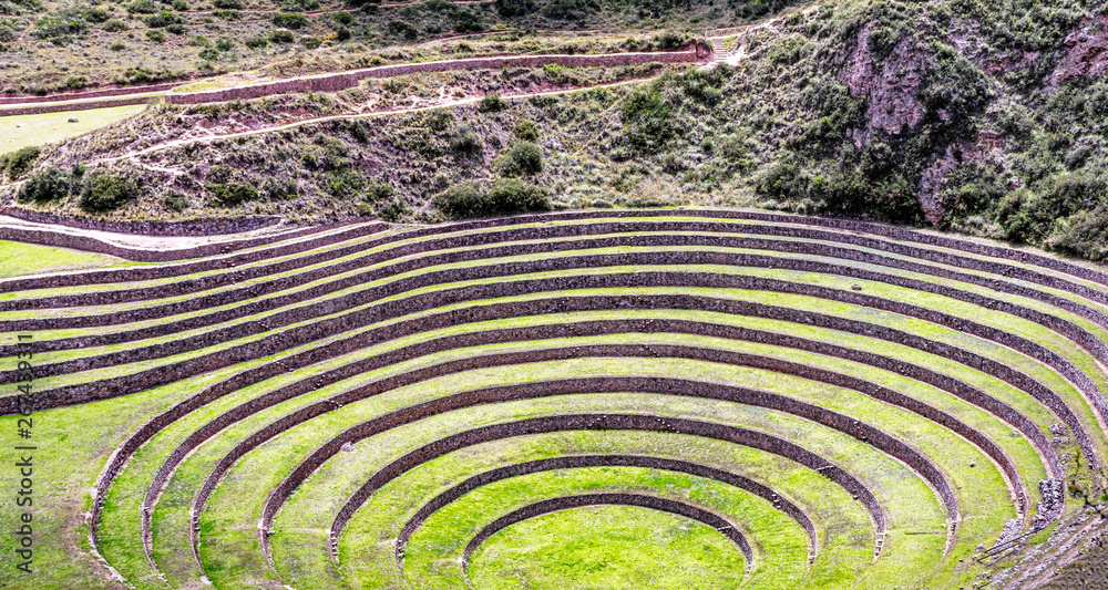 Moray the Inca agricultural fields archeological site northwest of Cusco, Peru.