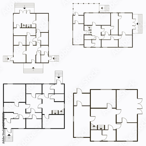 Architectural blueprint in top view background. Vector technical project background illustration