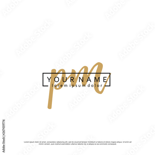Initial P M PM elegant logo template vector