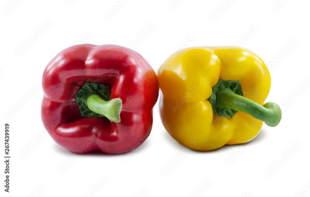 red and yellow pepper isolated on a white background red and yellow pepper isolated on a white background