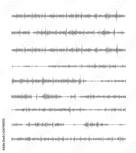 The sound wave of a linear form in the song or sound message, letter. Vector illustration on white background.