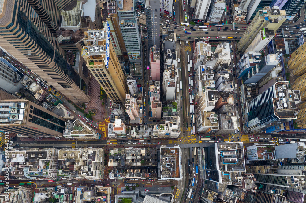 Top view of Hong Kong commercial district