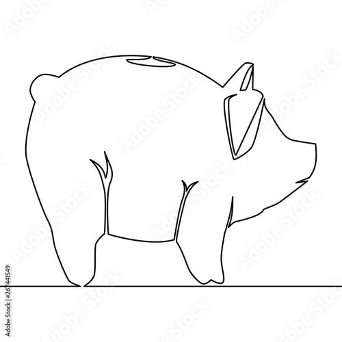 Continuous one line drawing Piggy bank concept