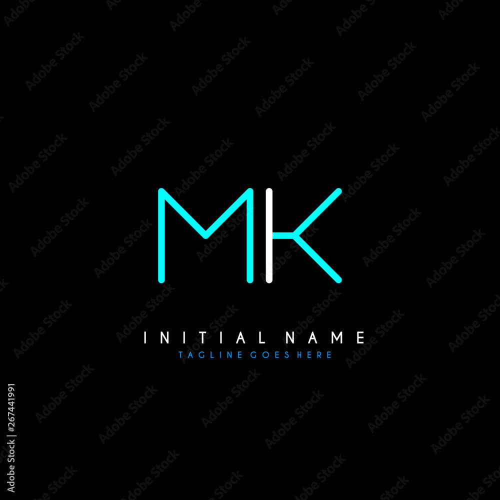 Initial M K MK minimalist modern logo identity vector