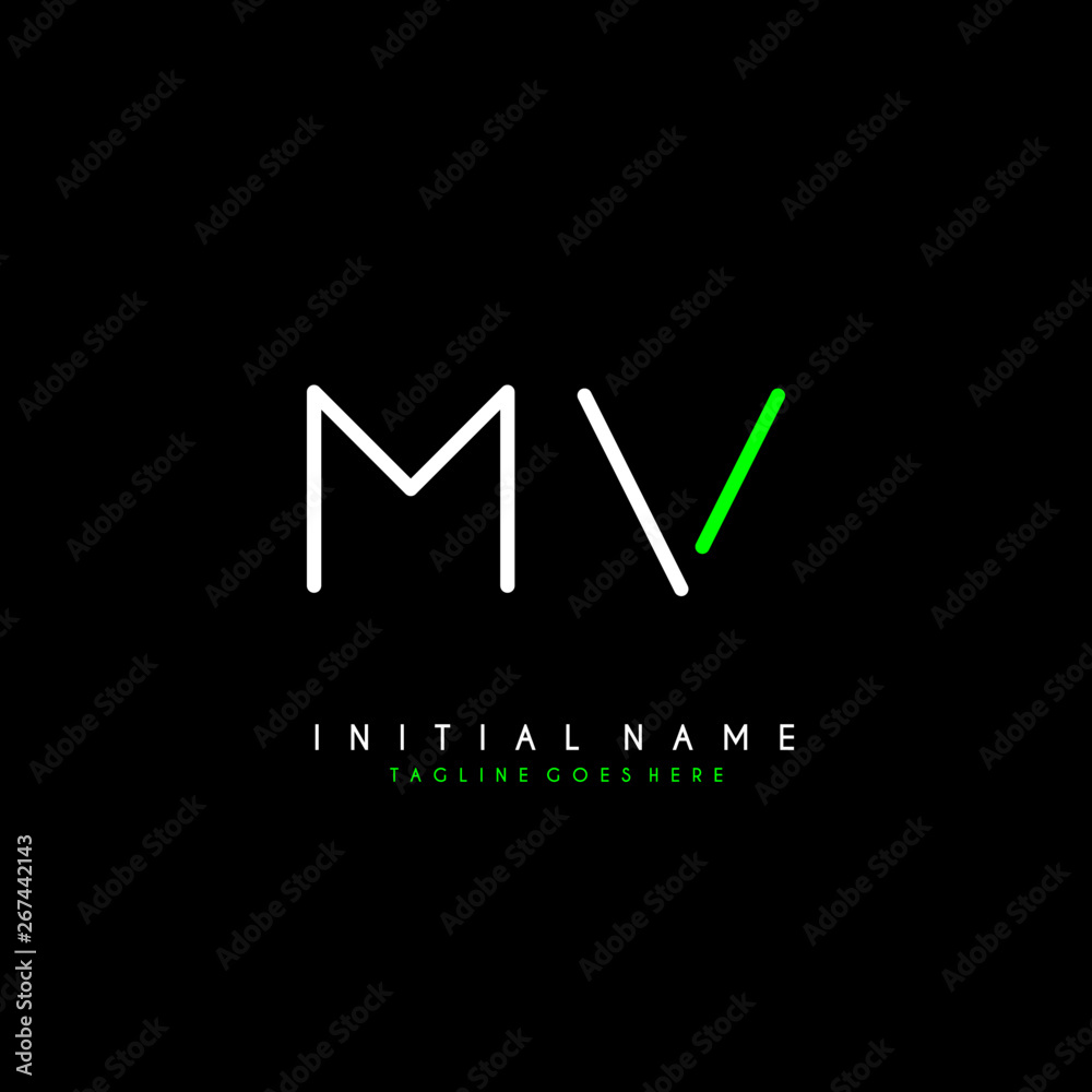 Initial M V MV minimalist modern logo identity vector Initial M V MV minimalist modern logo identity vector