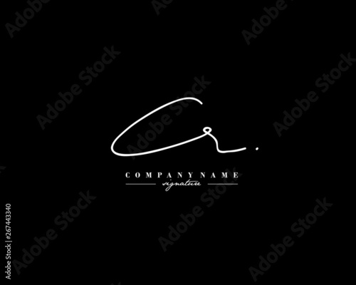 C R CR Signature initial logo template vector