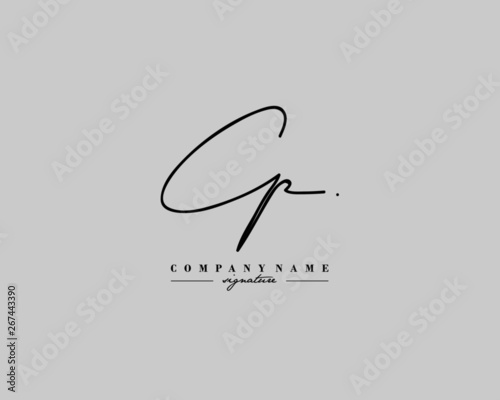C P CP Signature initial logo template vector