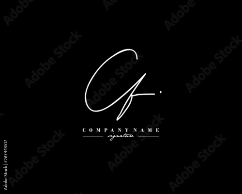C F CF Signature initial logo template vector