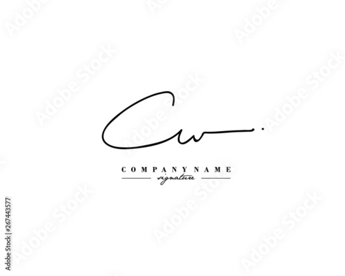 C W CW Signature initial logo template vector photo