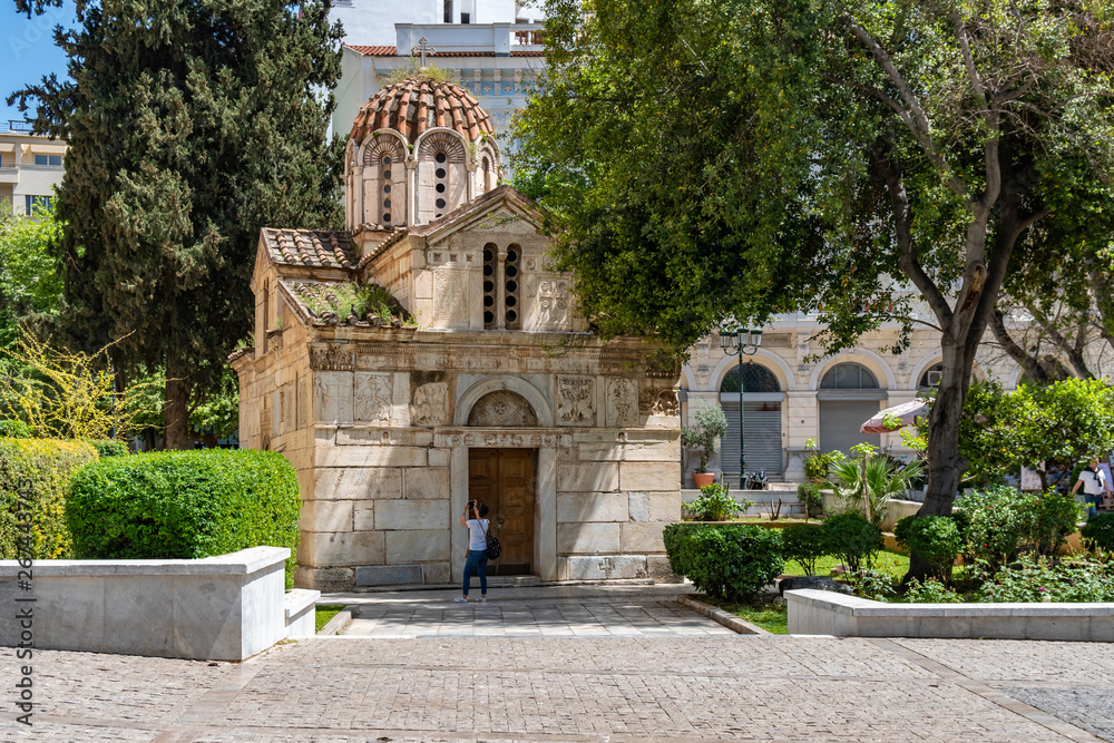 Byzantine Orthodox church in Athens, Greesce. Religion.