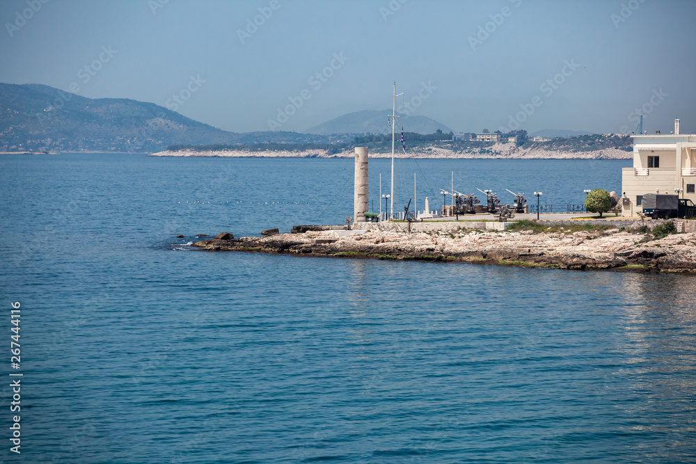 Beautiful coast of Mediterranean sea at Piraeus, Greece