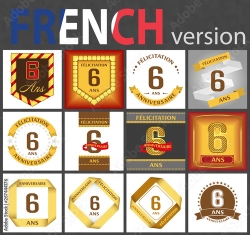 French set of number 6 templates