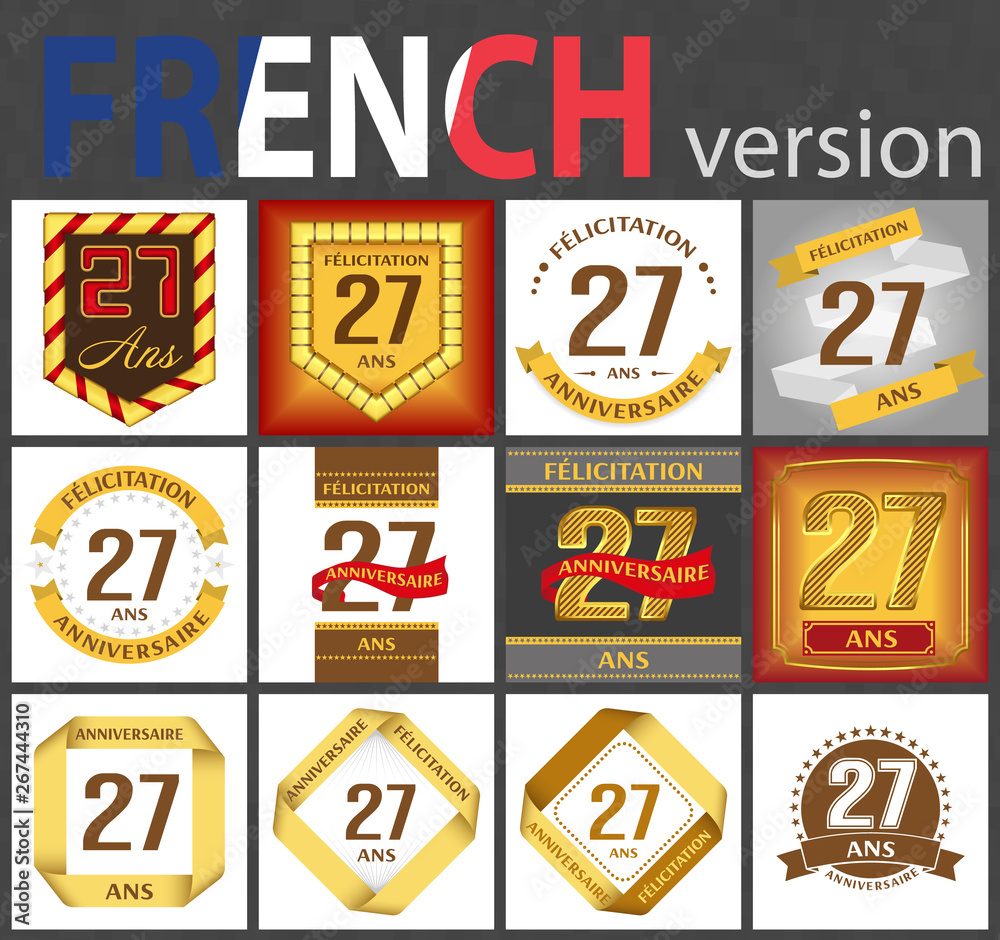 French set of number 27 templates