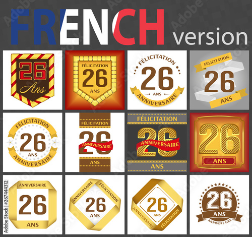 French set of number 26 templates