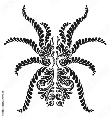 Spider stylized hand drawing