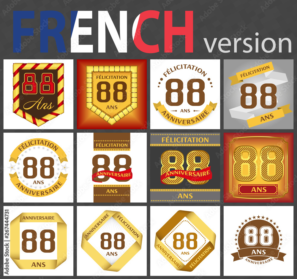 French set of number 88 templates