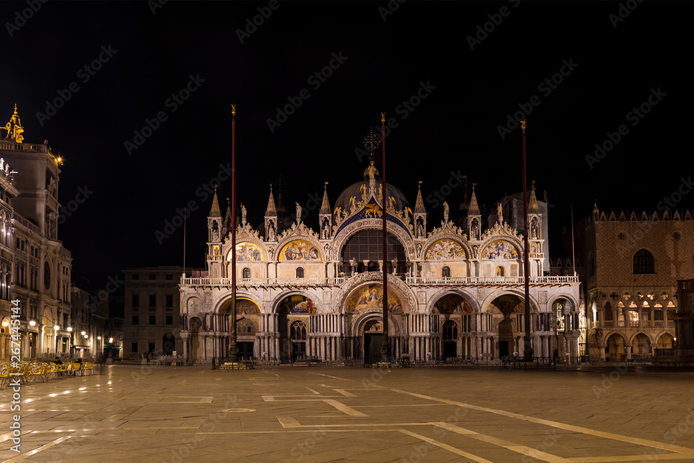 Venice, St Mark's Cathedral (Basilica di San Marco) at night, Italy