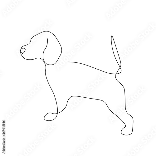 Beagle puppy silhouette isolated vector illustration