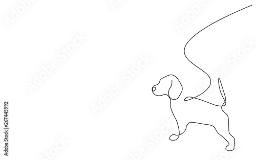 Beagle puppy silhouette line drawing vector illustration