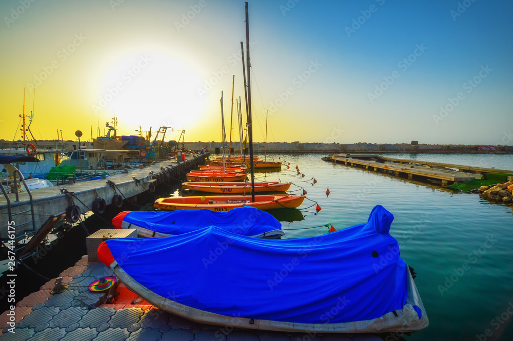 Evening Jaffa old port at sunset of the day. Tel Aviv Yafo Israel
