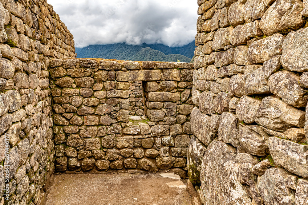 Buildings structure in Incas city of Machu Picchu in Peru.