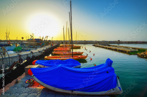 Obraz na płótnie Evening Jaffa old port at sunset of the day. Tel Aviv Yafo Israel w salonie
