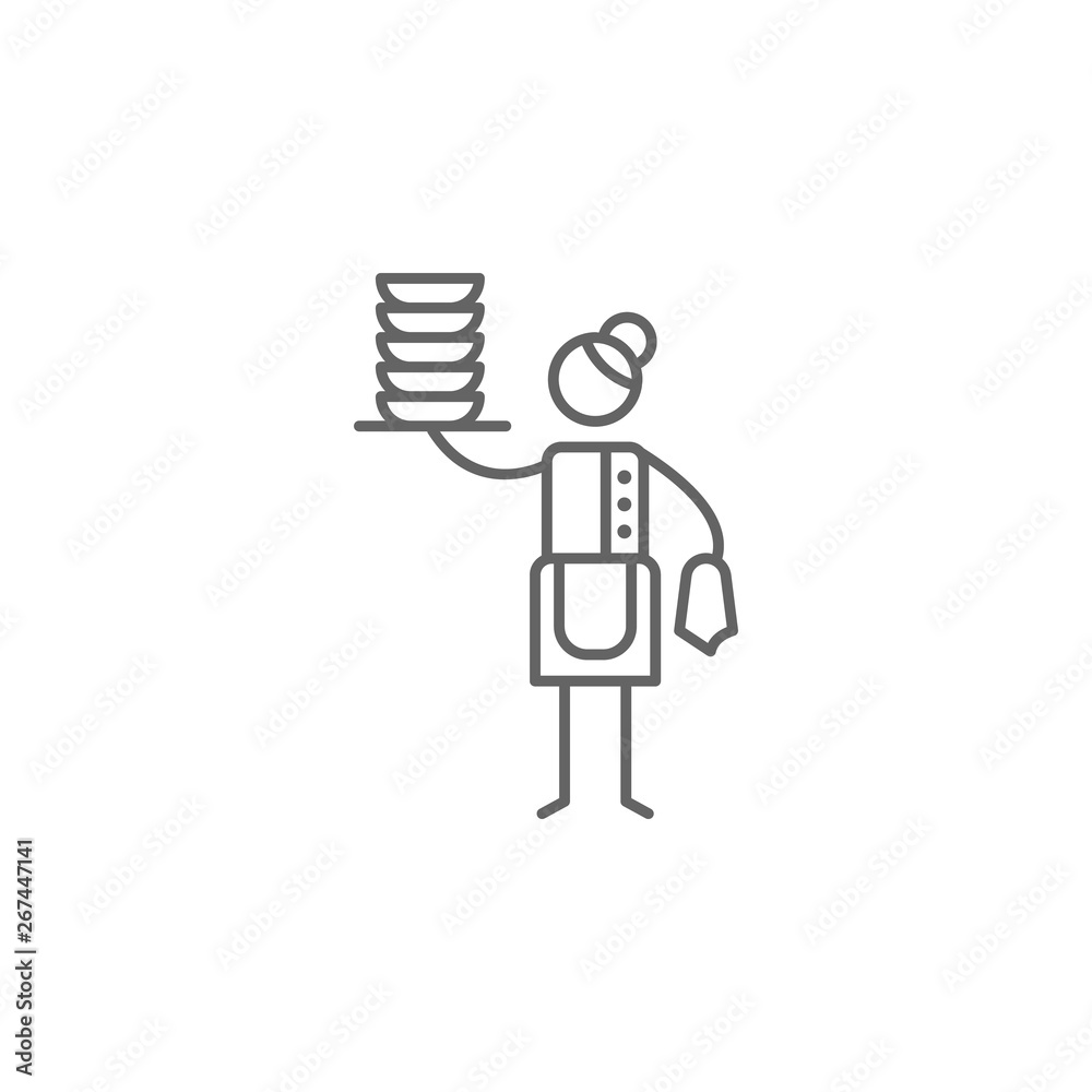 Fototapeta premium Busboy, restaurant icon. Element of restaurant icon. Thin line icon for website design and development, app development. Premium icon