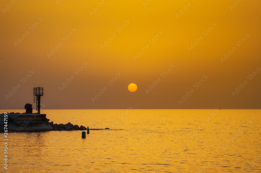 Evening Jaffa old port at sunset of the day. Tel Aviv Yafo Israel