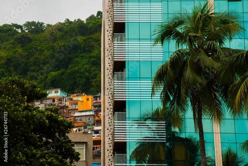 Rio de Janeiro, Lama beach, Brazil: View of skyscrapers and favelas. photo