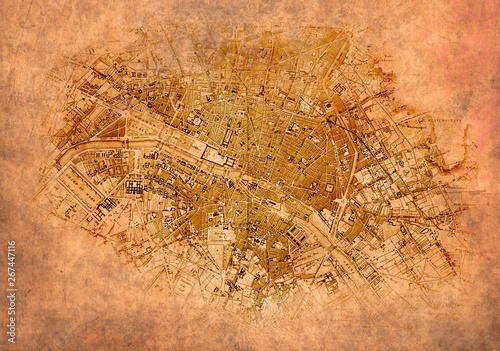 Photography Map of the city of Paris on an old paper. Very vintage and retro.